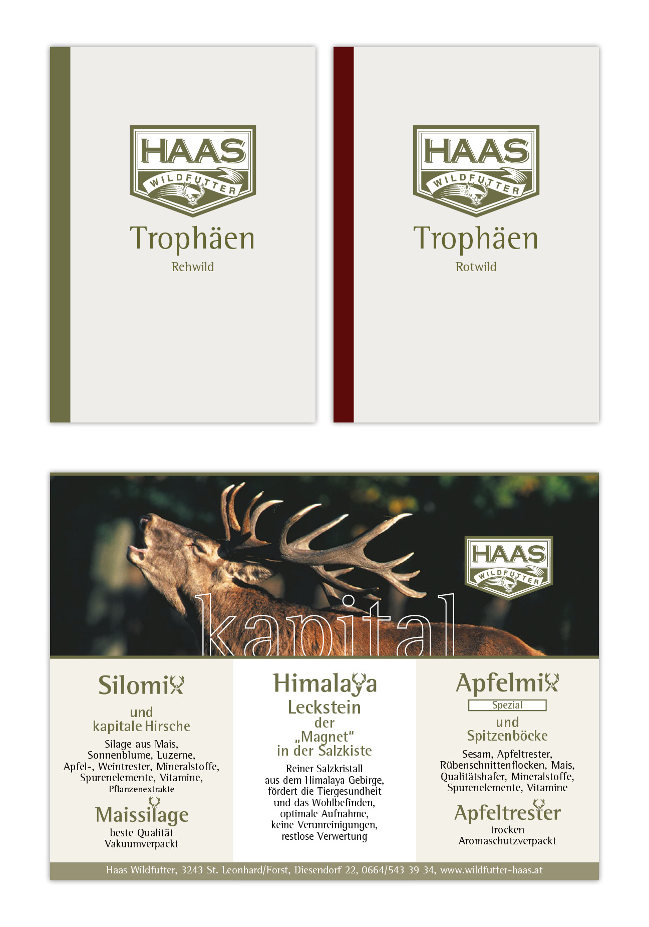 Haas Wildfutter Trophäenbuch und Inserat