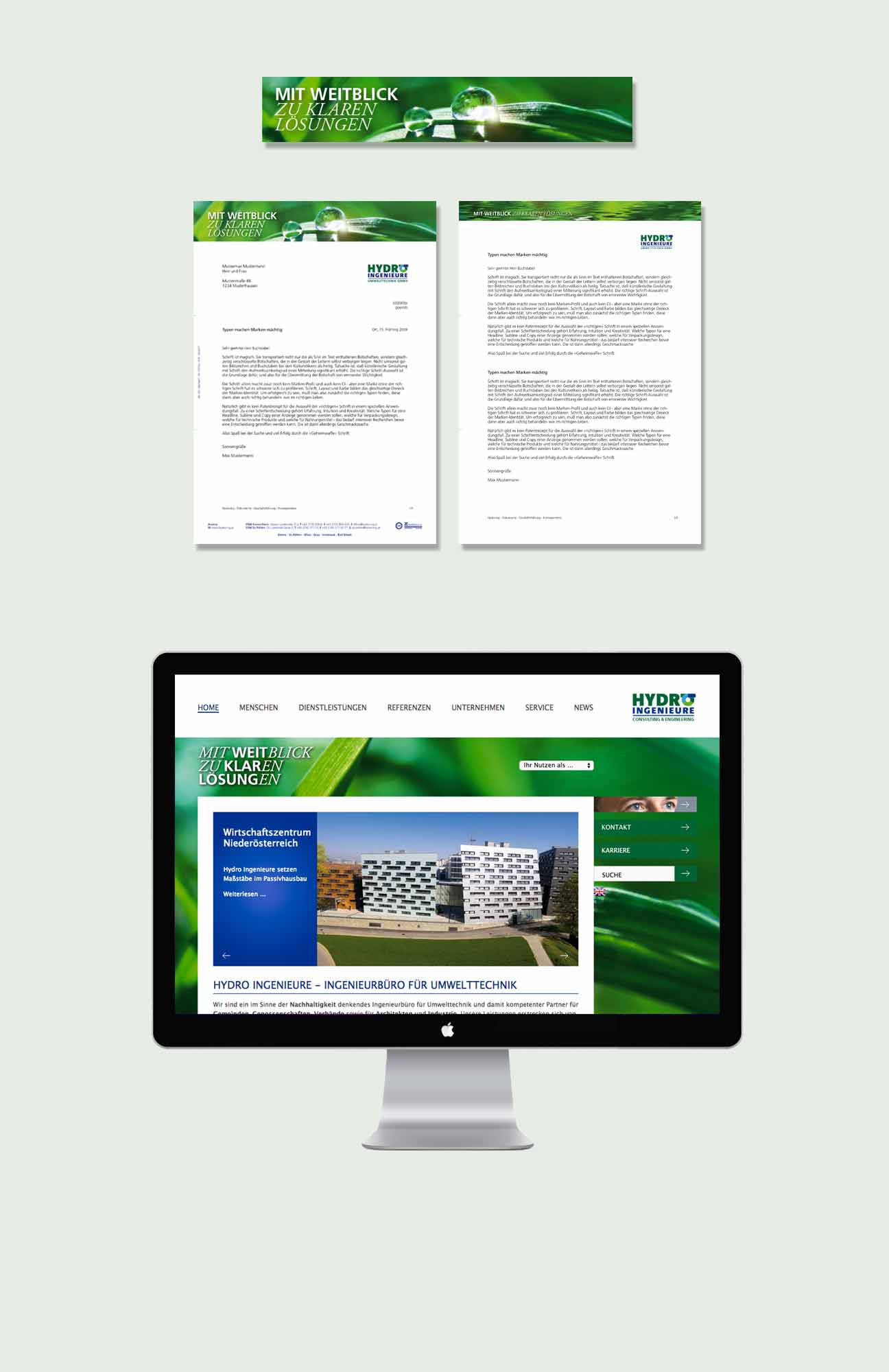 Hydro Ingeneure Corporate Identity Geschäftsausstattung Website