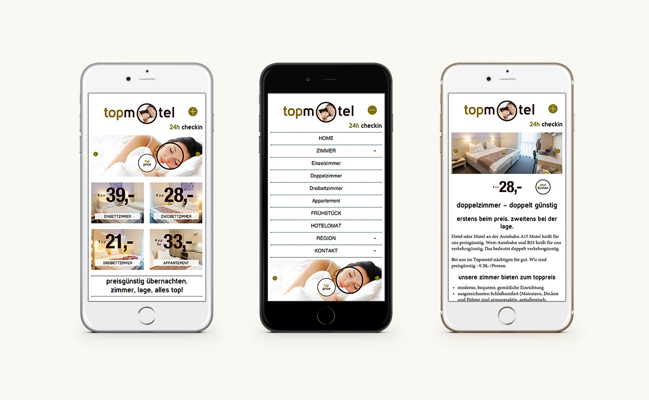 Topmotel Corporate Identity Responsive Webdesign Mobile