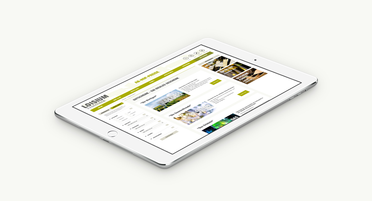 Loisium Online Shop Detailseite auf Tablet